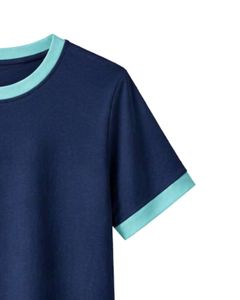 Ensemble Lounge Femme Bleu Marine avec T-shirt à Manches Courtes et Short à Bordure Contrastante Menthe – Tenue Deux Pièces en Mélange de Coton Doux et Respirant - Product Image 6