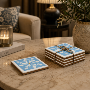 Juego de Posavasos de Lujo con Incrustaciones de Hueso, Posavasos Cuadrados de Resina para Bebidas, Posavasos de Lujo para Tazas de Té y Café, Accesorios Decorativos para Mesa de Centro - Product Image 2