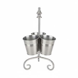 Organizador de Cubiertos Redondo de Metal Plateado, con Asas, Decorativo, para Mesa - Product Image 4