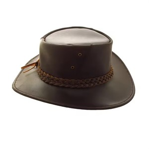 Chapeau de cowboy unisexe en cuir marron Jimieson Apparel JA-CBH-00027, à large bord, réglable, style européen et américain, pour usage extérieur, printemps - Product Image 5