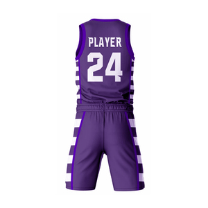 Purple Color Sublimated Printed Basketball Jersey Set V-Neck Sleeveless Moisture Wicking <b>Athletic</b> Uniform for Adults All Seasons - Product Image 2