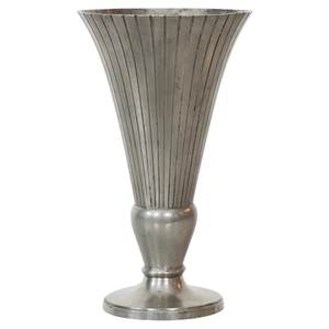 Elegant Scalloped Edge Silver <b>Vase</b> <b>Set</b> of 2 Slim Tapered Pedestal <b>Vases</b> Antique Champagne Silver Tall Flower Holder for Events - Product Image 3