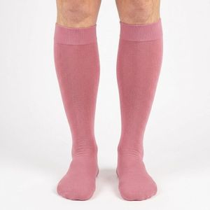 Chaussettes montantes roses personnalisées en gros, couleur unie, respirantes, tricotées, pour usage décontracté et sportif pour adultes - Product Image 1