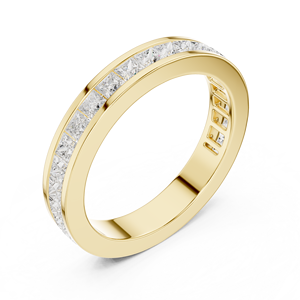 SATVIK RATNA Anillo de Media Banda Clásico de Boda para Hombre/Mujer con Diamante Cultivado en Laboratorio de Corte Princesa de 2mm y Engaste de Canal en Oro Amarillo de 10k IDGL - Product Image 3