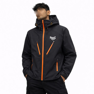 Veste streetwear imperméable Y2K en gros avec fermeture éclair orange - Vêtements de sport d'extérieur pour hommes - Product Image 1