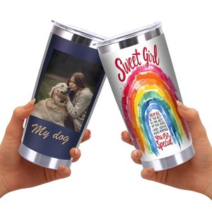 Sweet Girl Rainbow Tumbler 20oz Stainless Steel Vacuum Insulated Travel <b>Mug</b> - Product Image 2