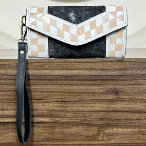 กระเป๋าสตางค์สำหรับผู้หญิงคุณภาพมาตรฐาน RFID ของซัพพลายเออร์ชั้นนำของ2025กระเป๋าคลัทช์มือหนังลายตารางหมากรุกทำด้วยมือ - Product Image 4