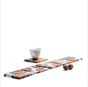 ที่รองแก้ว/จานรองแก้วทำจากไม้สนเรซิ่นสีเขียวเข้ม - Product Image 4