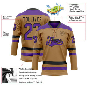 Maillot de hockey sur glace personnalisé pour homme, manches longues, col en V, logo des équipes sublimé, polyester respirant, coupe régulière pour adulte - Product Image 2