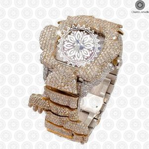 Charm_Jewells Montre de luxe pour femmes, boîtier irrégulier, cadran en pierres précieuses, mouvement à Quartz analogique, fermoir pliant, 38mm - Product Image 6