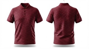 เสื้อโปโลผู้ชายสีแดงเลือดหมูลายจุด แขนสั้น ผ้าคอตตอนผสม สวมใส่สบาย เหมาะสำหรับเล่นกอล์ฟ ระบายอากาศได้ดี น้ำหนักเบา ดีไซน์ทันสมัยสำหรับฤดูร้อน - Product Image 2