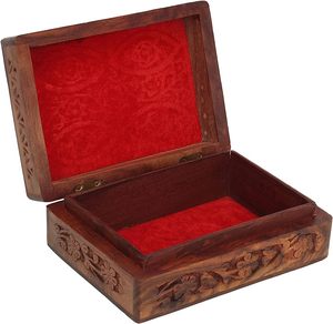 Boîtes à bijoux en bois faites à la main, universelles, pour femmes, avec des motifs complexes sculptés à la main, capacité personnalisée, modèle Uttar Pradesh - Product Image 1