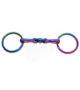Bridons à anneaux détachables en acier inoxydable couleur arc-en-ciel pour l'équitation, adaptés à tous les âges de chevaux. - Product Image 1
