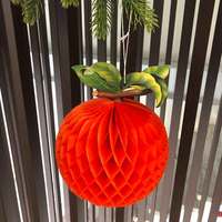 Décoration suspendue en papier mouchoir motif nid d'abeille orange, imprimée en quadrichromie 4 couleurs, pour fêtes, Thanksgiving, Halloween, Pâques, hauteur 23 cm