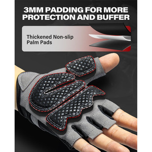 <b>Half</b> Finger Cycling Gloves Breathable Mesh Unisex Summer Adjustable Wrist Strap Non <b>Slip</b> Gray Black - Product Image 4