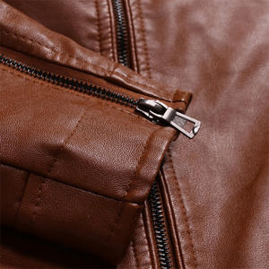 Veste en cuir véritable pour homme avec logo personnalisé, imperméable, coupe-vent, respirante, fermeture éclair, coupe ample, en PU, pour le printemps, style formel - Product Image 5