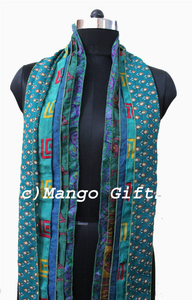 <b>Silk</b> sari <b>scarf</b> <b>scarves</b> sashes headwrap boho fashion hippie hippy neck <b>scarf</b> hair wrap accessory 70 x 6 inch gift boho gift wrap - Product Image 4
