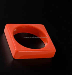 Trendy Pink Square Resin Craft Bangle Bracelet Handmade Chunky Geometric Cuff Stylish Fashion Jewelry Wrist <b>Accessory</b> for Women - Product Image 3