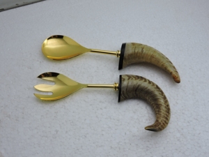 Duo de cuillères à salade en acier inoxydable avec manche en résine, fourchette et cuillère de service pour banquets, buffets, restaurants, fournitures de cuisine, export professionnel - Product Image 2