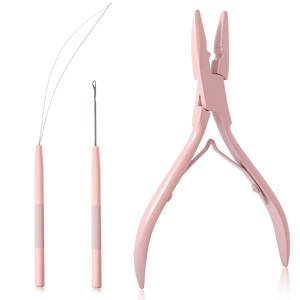 Pince à micro-perles professionnelle 13 cm en acier inoxydable avec revêtement antirouille et double ressort, kit d'outils pour extensions capillaires - Product Image 2