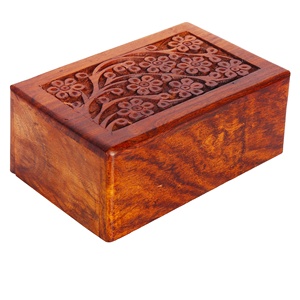 Urna Funeraria de Madera de Palisandro Grabada a Mano con Diseño del Árbol de la Vida, Acabado en Madera Natural, Tamaño Pequeño para Cenizas Humanas y de Mascotas - Product Image 2