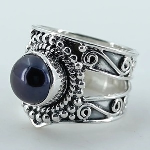 Freshwater Black Pearl <b>Ring</b>, 925 Sterling <b>Silver</b> <b>Statement</b> Promise <b>Ring</b> for Women, Freshwater Pearl Handmade Boho Jewelry, June - Product Image 1