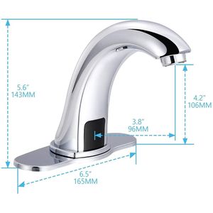 Rubinetto Automatico Cromato per Lavabo Bagno con Sensore, Senza Contatto, Mani Libere, per Acqua Fredda, Piastra di Montaggio Inclusa - Product Image 2