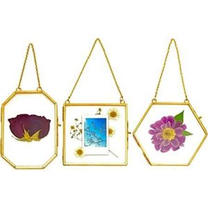Élégant cadre hexagonal en verre flottant or rose pour numéro de table de mariage, cadre pour fleurs pressées pour décoration intérieure et cadeau de fête - Product Image 3