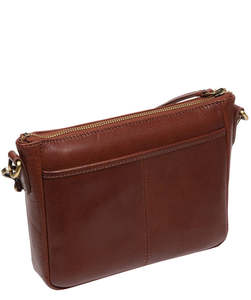 Bolso bandolera de cuero marrón vintage para mujer, bolso tipo sling premium para uso diario con diseño de bolsillo frontal. - Product Image 3