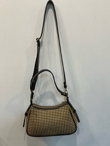 Houndstooth Pattern Textile Shoulder <b>Bag</b> <b>Medium</b> <b>Size</b> Zipper Closure Casual Daily Use - Product Image 1