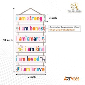 Artvibes I Am Strong Positive Affirmation Wooden Wall Sign <b>Office</b> <b>Decor</b> - Product Image 1