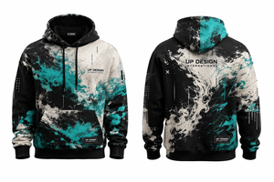 Sudadera con Capucha Personalizada para Hombre, Estilo Urbano, Invierno, Negra, Blanca y Verde Azulado, Talla Grande, Cuello Redondo, Gruesa, Informal, Corte Regular - Product Image 4