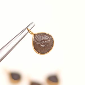 Colgante de flor de piedra lunar gris natural, plata de ley 925, colgante de corazón de piedra preciosa tallada a mano de 12 mm para la fabricación de joyas - Product Image 4