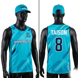เสื้อเจอร์ซีย์เน็ตบอลพรีเมียม 160 GSM โพลีเอสเตอร์ ระบายอากาศได้ดี สีฟ้าอมเขียว พร้อมสกรีนชื่อและหมายเลขตามสั่ง - Product Image 3