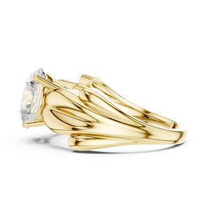 <b>Nature</b> <b>Inspired</b> Solitaire Lab Grown Diamond <b>Engagement</b> <b>Ring</b> in Yellow Gold – Elegant Leaf Design Promise <b>Ring</b> for Women - Product Image 2