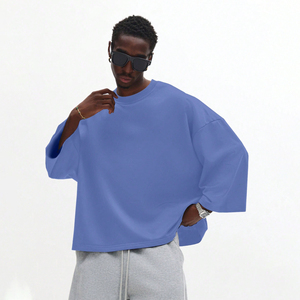 Custom Men's Knitted Plus Size <b>Drop</b> Shoulder Sweat Eco-Friendly Polyester/Cotton Oversized High Quality Quick Dry Sweatshirt - Product Image 3