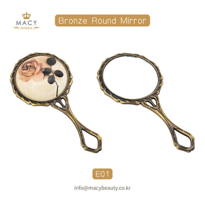 MACY BEAUTY KOREA Antique Bronze Handheld <b>Vanity</b> <b>Mirror</b> Hollow Handle Elegant Metal <b>Mirror</b> Circular <b>Mirror</b> Eyelash Extensions - Product Image 1