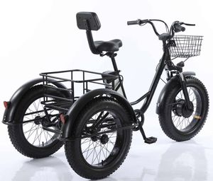 ยางสำหรับหิมะขนาด 20/24 นิ้ว แบตเตอรี่ลิเธียม 48V15a มอเตอร์ไร้แปรงถ่าน รถสามล้อไฟฟ้าแบบมีแป้นปั่นช่วยแรง จักรยานไฟฟ้าสามล้อ - Product Image 4