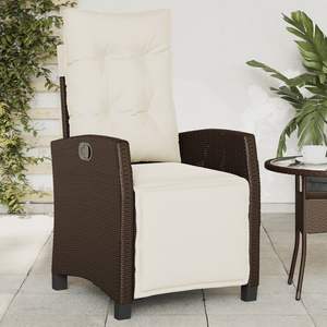 Ensemble de 2 chaises de jardin inclinables marron et blanc crème - Product Image 3