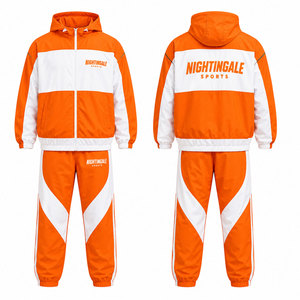 Conjunto de Chaqueta y Pantalón Cortavientos de Lona Personalizada para Hombre, con Capucha y Logotipo Personalizado en la Parte Delantera, Traje Deportivo Impermeable de Nailon - Product Image 1