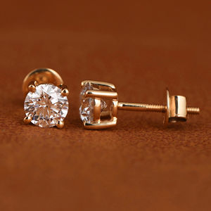 Pendientes de Moda con Incrustaciones de Diamantes Moissanite de Corte Redondo en Plata de Ley 925, Chapados en Oro de 14k, Unisex - Product Image 3