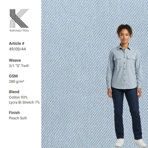 Tela Transpirable Bi-Stretch de 280 g/m², 93% Algodón, 7% [material faltante], Suave como una Pera, Tejido Twill 3/1 para Chaquetas Deportivas y Uniformes - Product Image 1