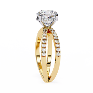 Anillo de Diamante Cultivado en Laboratorio con Corte Cojín, Oro Amarillo de 14K, Halo Oculto, Anillo de Tallo Dividido, 2.35 CTW DEF VVS, Certificado IGI, Anillo Nupcial ODM - Product Image 4