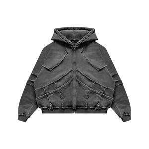 Sweat à capuche zippé Sun Fade Y2K en molleton bouclette 500 g/m² 100 % coton, coupe ample vintage, avec logo personnalisé, pour l'automne - Product Image 1