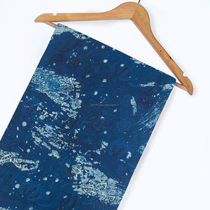 ชุดเดรสผ้าฝ้ายออร์แกนิกสำหรับเด็กผู้หญิงพิมพ์ลายดอกไม้ขนาดใหญ่สีครามของตกแต่งบ้านกระเป๋างานฝีมือกลางแจ้ง120gsm ยั่งยืน - Product Image 3