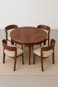 Elegante Mesa de Comedor Moderna Hecha de Madera de Teca con Acabado Natural, Ecológica y Duradera, Juego de Comedor de 4 Piezas - Product Image 2