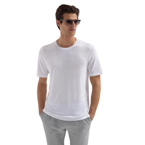 Men's White Short Sleeve O-Neck Cotton <b>T</b>-<b>Shirt</b> Regular Fit Casual Jersey Knit Breathable Solid Color - Product Image 1