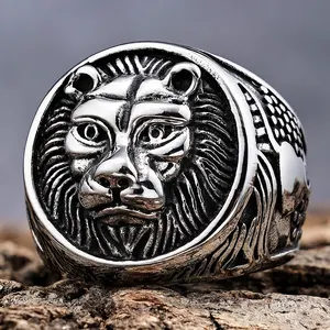 Индивидуальный дизайн, 3D Литые мужские кольца из нержавеющей стали, голова льва, животные для мужчин, женщин, вечеринка, повседневная одежда