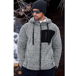 High Quality <b>Men</b> Polar Fleece <b>Jacket</b> Stand Up Collar <b>Utility</b> Zipper Pockets Thermal Work Uniform Vibrant Tone Workwear <b>Jacket</b> - Product Image 3