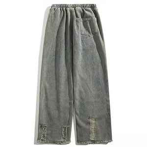 Pantalon de jogging en coton délavé pour homme, coupe oversize, style streetwear, pour la gym, l'entraînement, la course, respirant, décontracté, bas de tenue fitness - Product Image 2